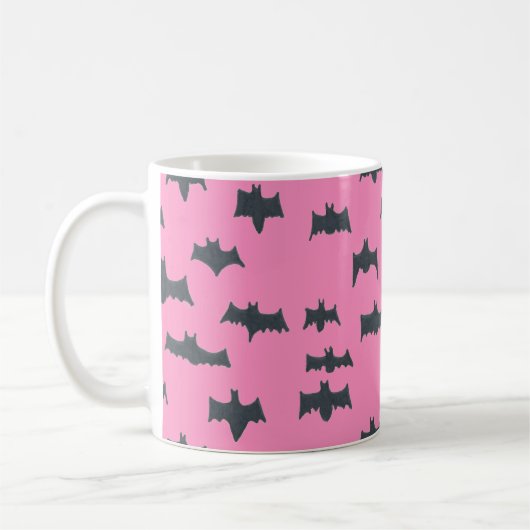 Rosa und schwarze Halloweenboote Kaffeetasse (Links)