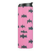 Rosa und schwarze Halloweenboote Thermosbecher (Nach links gedreht)