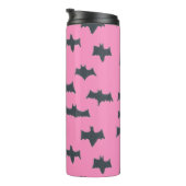 Rosa und schwarze Halloweenboote Thermosbecher (Nach rechts gedreht)