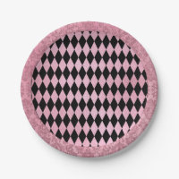 Rosa und schwarze Harlequin und Damask