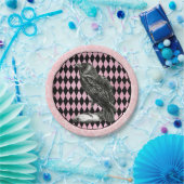 Rosa und schwarze Harlequin und Raven Pappteller (Party)