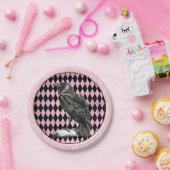 Rosa und schwarze Harlequin und Raven Pappteller (Party)