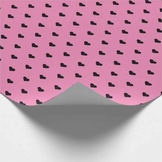 Rosa und schwarze Herzen | Benutzerdefiniert Geschenkpapier (Ecke)