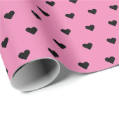 Rosa und schwarze Herzen | Benutzerdefiniert Geschenkpapier (Rolleneckpunkt)