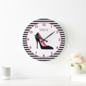 Rosa und schwarze High Heel Stiletto Schuhe Große Wanduhr (Zuhause)