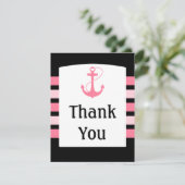 Rosa und schwarze Hochzeit danken Ihnen Dankeskarte (Stehend Vorderseite)