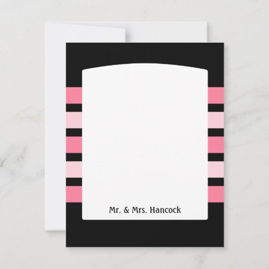 Rosa und schwarze Hochzeit danken Ihnen Dankeskarte (Rückseite)