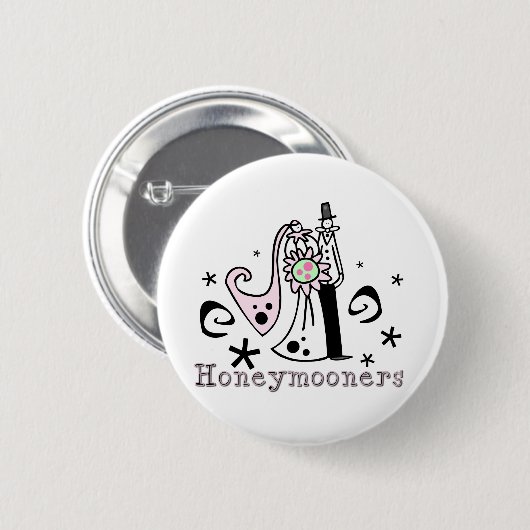 Rosa und schwarze Honeymooners Button (Vorne & Hinten)