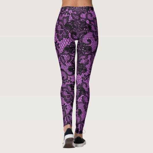 Rosa und schwarze Imitate Leggings (Rückseite)