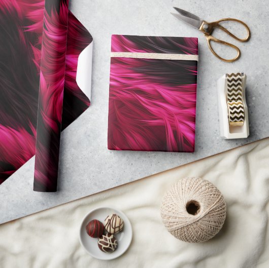 Rosa und schwarze Imitate, ungewöhnliche Pelzstruk Geschenkpapier (Kunsthandwerk)