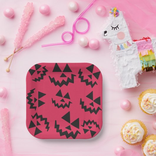 Rosa und schwarze Jack- oder Landebahnen Pappteller (Party)