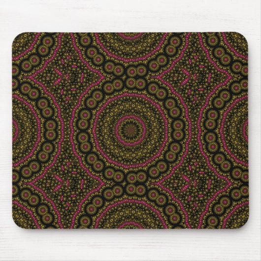 Rosa und schwarze Kaleidskop Mousepad (Vorne)