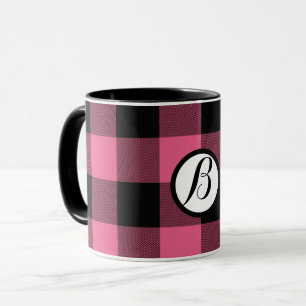 Rosa und schwarze karierte Quadrate Buffalo Karo Tasse