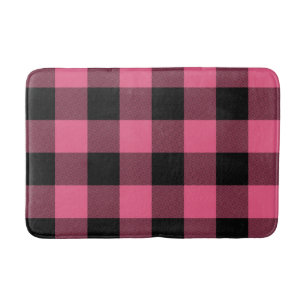 Rosa und schwarze karierte Quadrate Buffalo Plaid Badematte