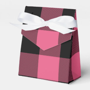 Rosa und schwarze karierte Quadrate Buffalo Plaid Geschenkschachtel