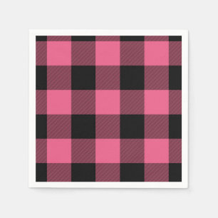 Rosa und schwarze karierte Quadrate Büffelkaromust Serviette
