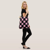 Rosa und schwarze Karo-Tasche Tasche (Am Model)