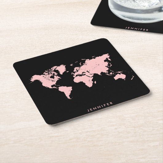 Rosa und Schwarze Karte Rechteckiger Pappuntersetzer (angewinkelt)