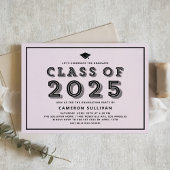 Rosa und schwarze Klasse des Retro-Abschlusses 202 Einladung