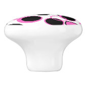 Rosa und schwarze Kreise Keramikknauf (Seitenansicht)