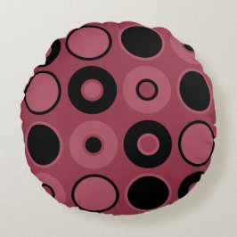 Rosa und schwarze Kreise wirbelkissen Rundes Kissen