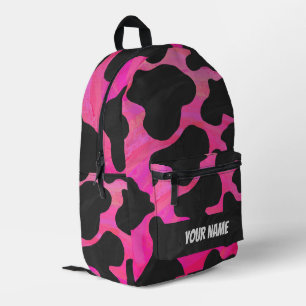 Rosa und Schwarze Kuh Monogramm Bedruckter Rucksack