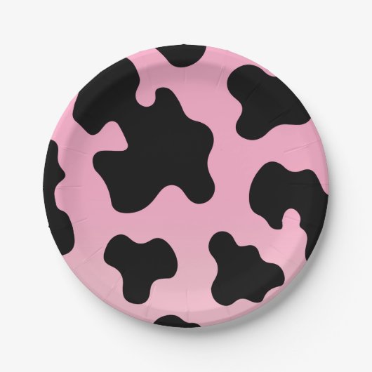 Rosa und schwarze Kuh Western Cowgirl Party Pappteller (Vorderseite)