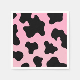 Rosa und schwarze Kuh Western Cowgirl Party Serviette