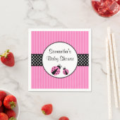 Rosa und schwarze Ladybug Stripte Kinderdusche Serviette (Beispiel)