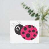 Rosa und schwarze Ladybug verblasst Postkarte (Stehend Vorderseite)