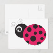 Rosa und schwarze Ladybug verblasst Postkarte (Vorne/Hinten)