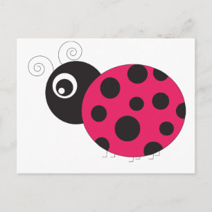 Rosa und schwarze Ladybug verblasst Postkarte