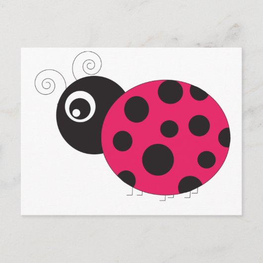 Rosa und schwarze Ladybug verblasst Postkarte (Vorderseite)