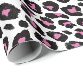 rosa und schwarze Leoparden Geschenkpapier (Rolleneckpunkt)
