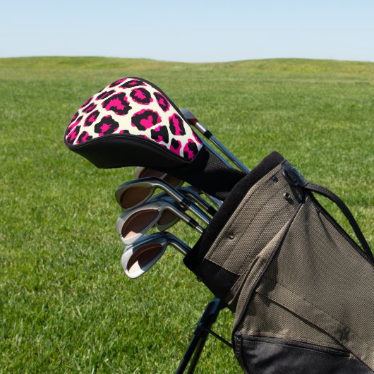Rosa und schwarze Leoparden Golf Headcover (In SItu)