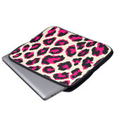 Rosa und schwarze Leoparden Laptopschutzhülle (Vorne Knopf)