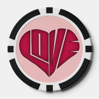 Rosa und schwarze LIEBE Personalisierter Couple Po Pokerchips