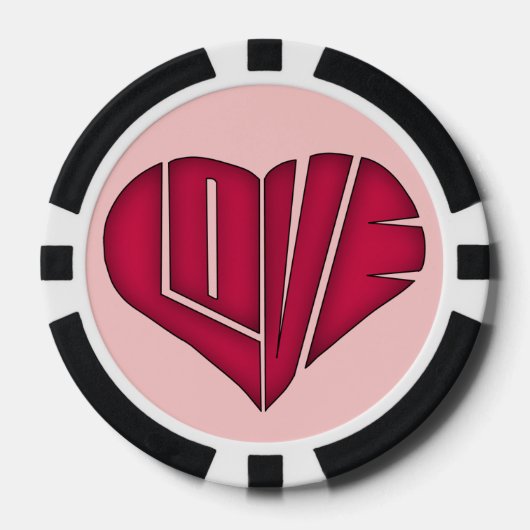 Rosa und schwarze LIEBE Personalisierter Couple Po Pokerchips (Vorderseite)