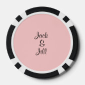 Rosa und schwarze LIEBE Personalisierter Couple Po Pokerchips (Rückseite)