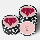 Rosa und schwarze LIEBE Personalisierter Couple Po Pokerchips (Stapel)