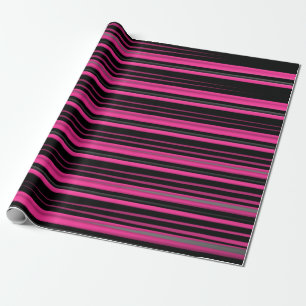 Rosa und schwarze Linien Geschenkpapier
