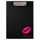Rosa und schwarze Lipstick Klemmbrett (Vorderseite)