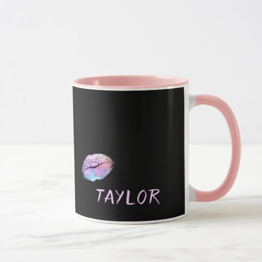 Rosa und schwarze Lipstick Tasse (Rechts)