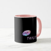 Rosa und schwarze Lipstick Tasse (VorderseiteRechts)