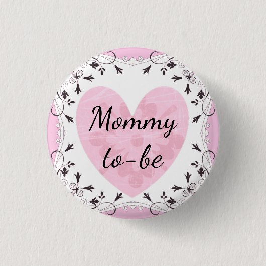 Rosa und schwarze "Mama zu sein" Kinderduschtaste Button (Vorderseite)