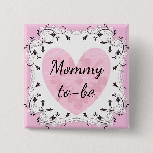 Rosa und schwarze "Mama zu sein" Kinderduschtaste Button (Vorderseite)