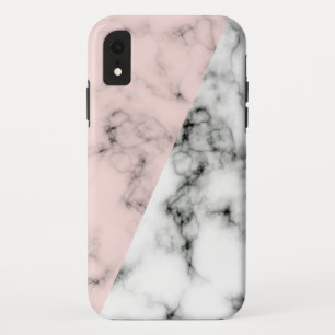 Rosa und schwarze Marmor Aussehen Stil iPhone Case