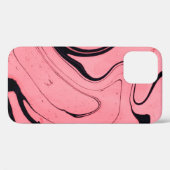 Rosa und schwarze Marmortextur. Handgemalt Case-Mate iPhone Hülle (Rückseite (Horizontal))