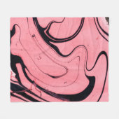 Rosa und schwarze Marmortextur. Handgemalt Fleecedecke (Vorderseite (Horizontal))