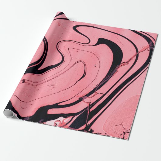 Rosa und schwarze Marmortextur. Handgemalt Geschenkpapier (Ungerollt)